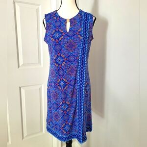 Sandra Darren Keyhole Sleeveless Blue Dress Small